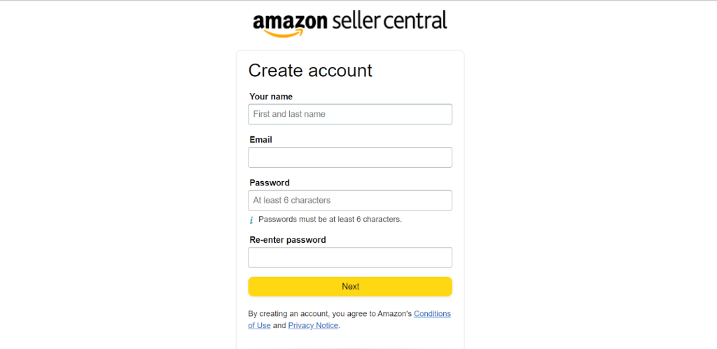 Create an Amazon seller account