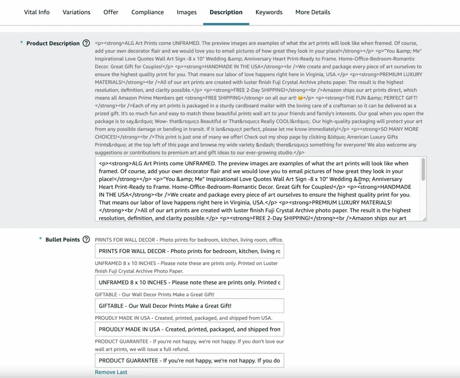 Detailed Amazon FBA product description