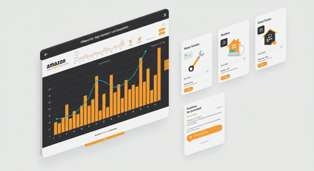 Amazon FBA sales analytics dashboard displaying fee breakdown charts and seller performance metrics