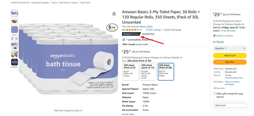 amazon listing