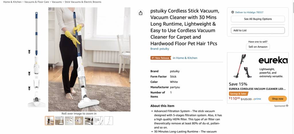amazon listing